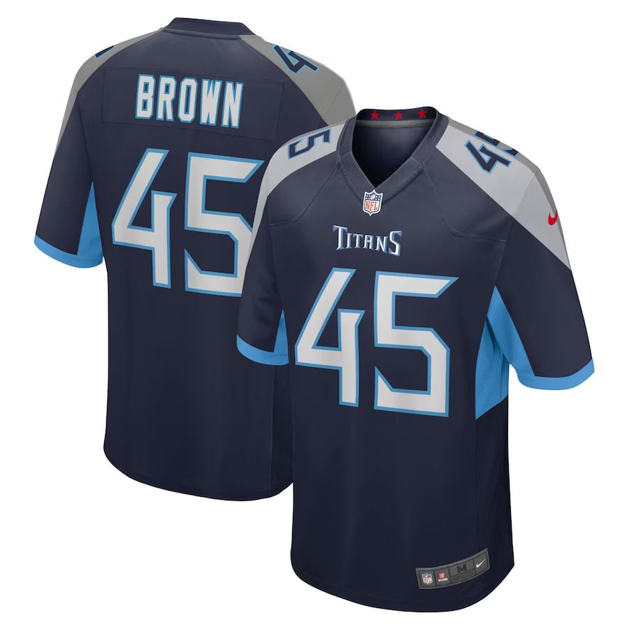 Men Tennessee Titans #45 Kyron Brown Nike Navy Home Game Player NFL Jersey